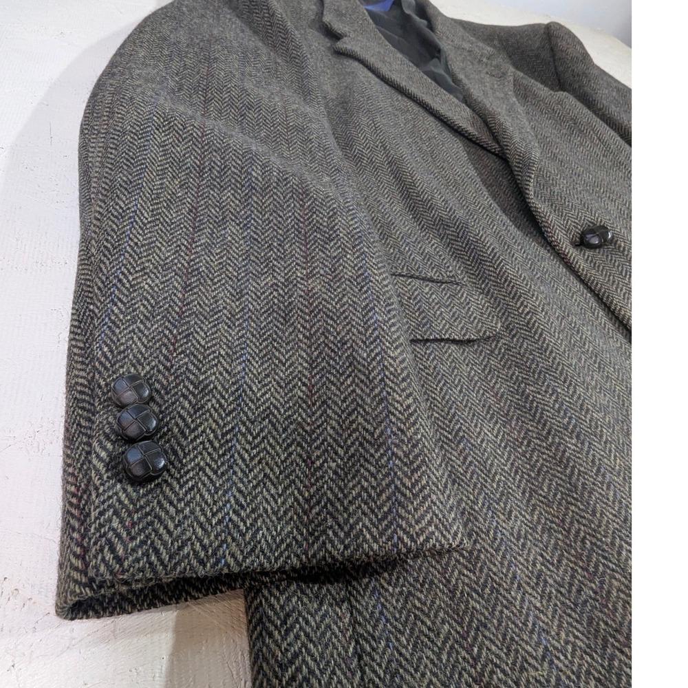 Clark 100% Wool Herringbone Blazer 48L Gray Brown - Picture 15 of 16